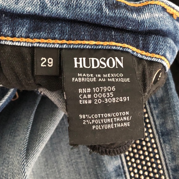 Hudson Distressed Silver Studded Light Blue Stretchy Skinny Jeans - Picture 9 of 9